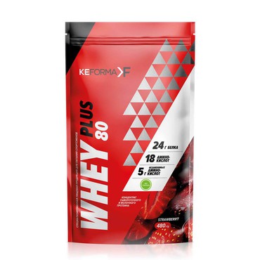 Протеиновый коктейль WHEY PLUS 80(клубника). 480г